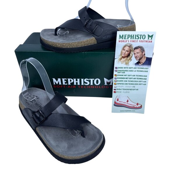 Mephisto Women's Helen Plus Thong Sandal Black Waxy Leather SZ EU 36, US 6 W - Picture 11 of 13